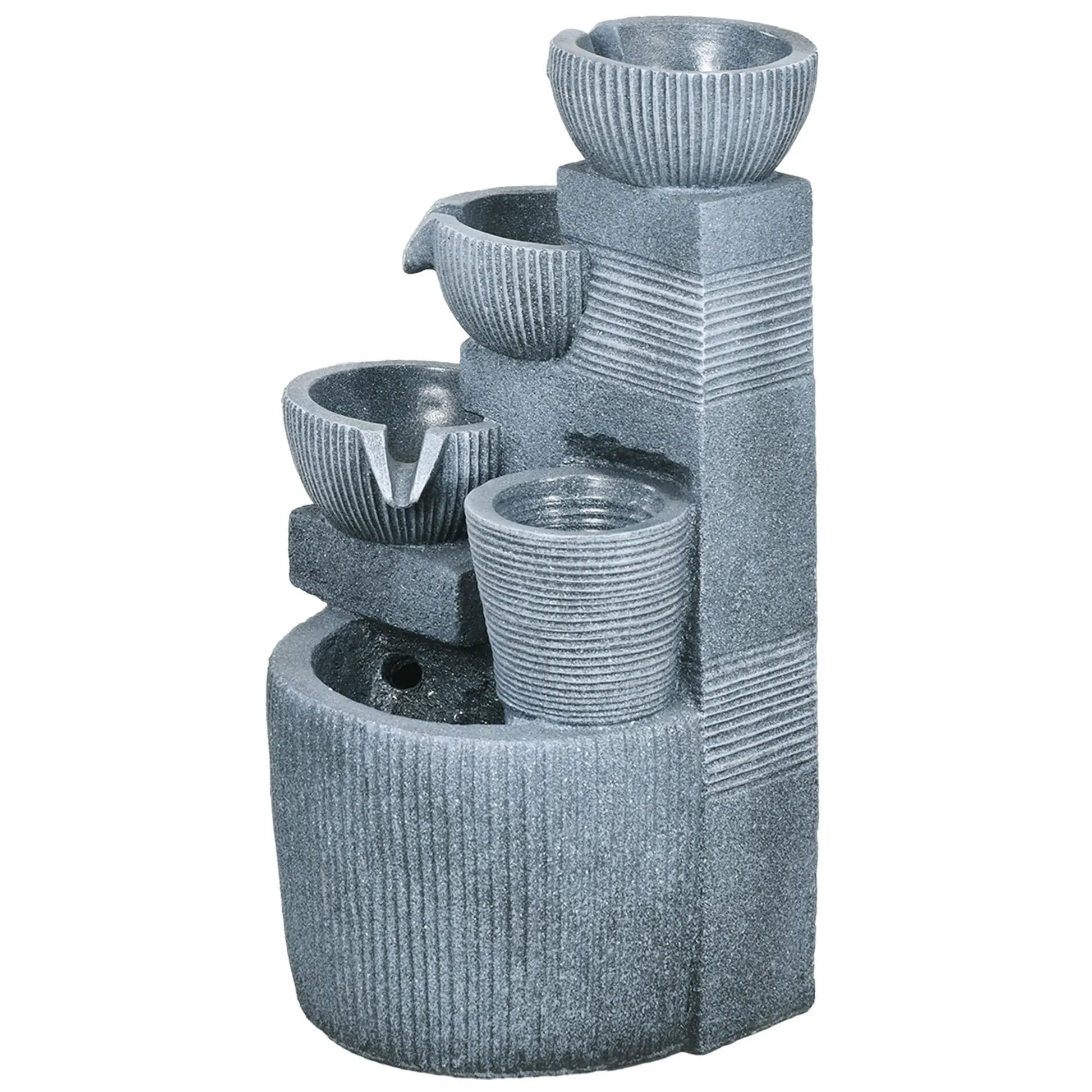 Outsunny Solar Powered Outdoor Water Fountain - Dark Grey