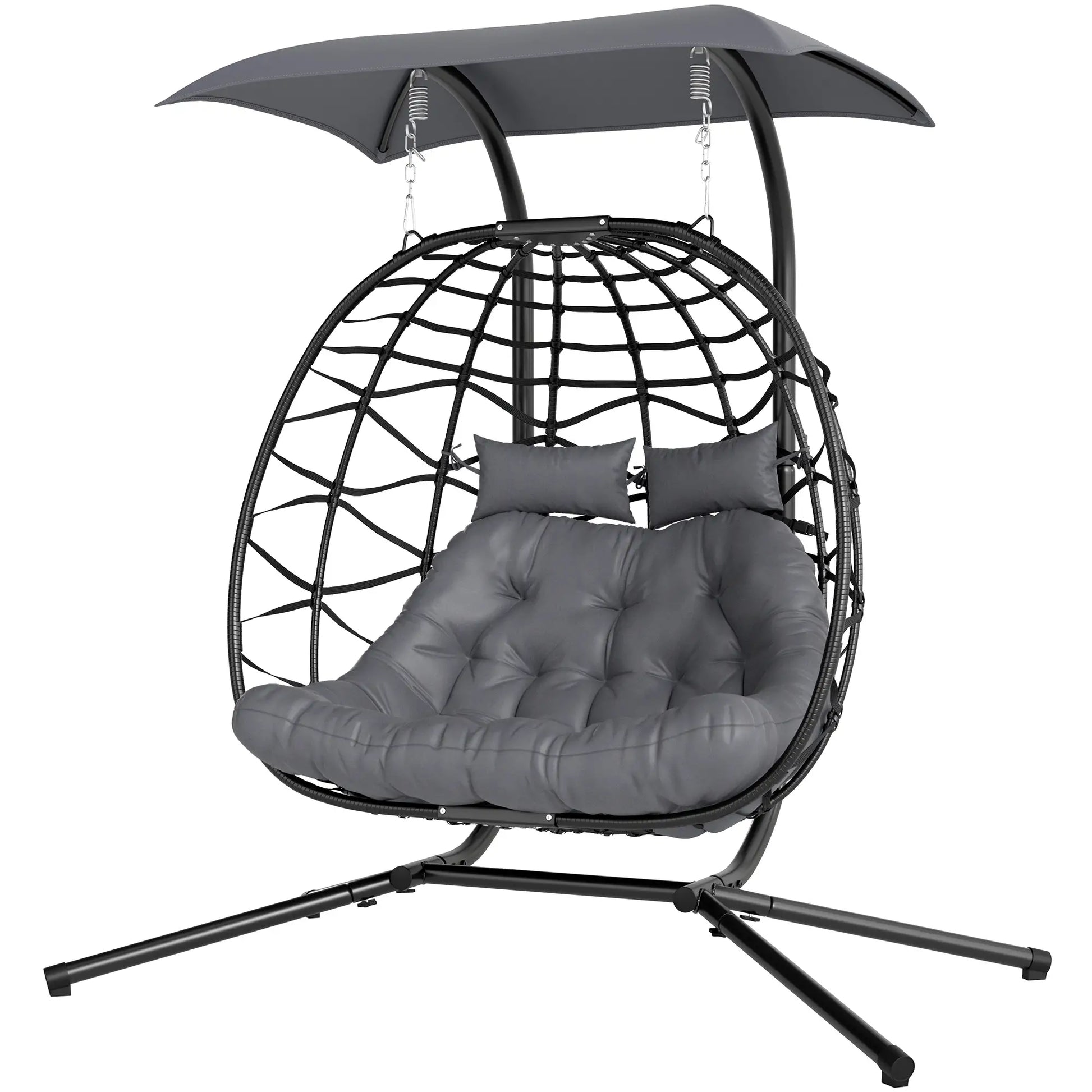 Outsunny Two-Seater Rattan Egg Chair - Black