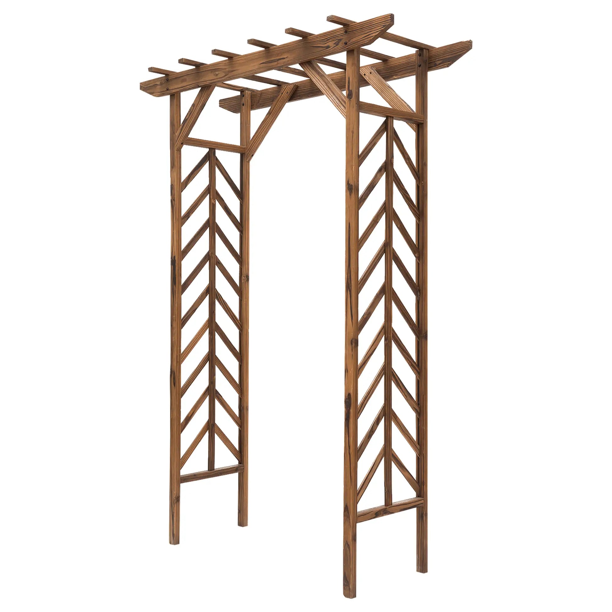 Outsunny Wooden Garden Arbor Arch Trellis with Pergola Roof