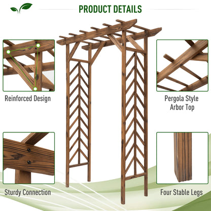Outsunny Wooden Garden Arbor Arch Trellis with Pergola Roof