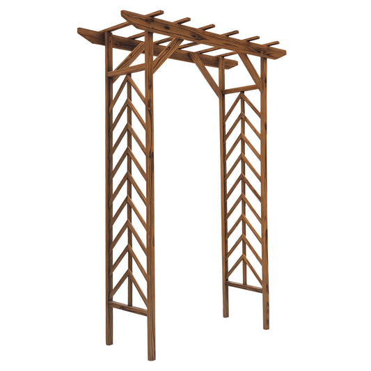 Outsunny Wooden Garden Arbor Arch Trellis with Pergola Roof