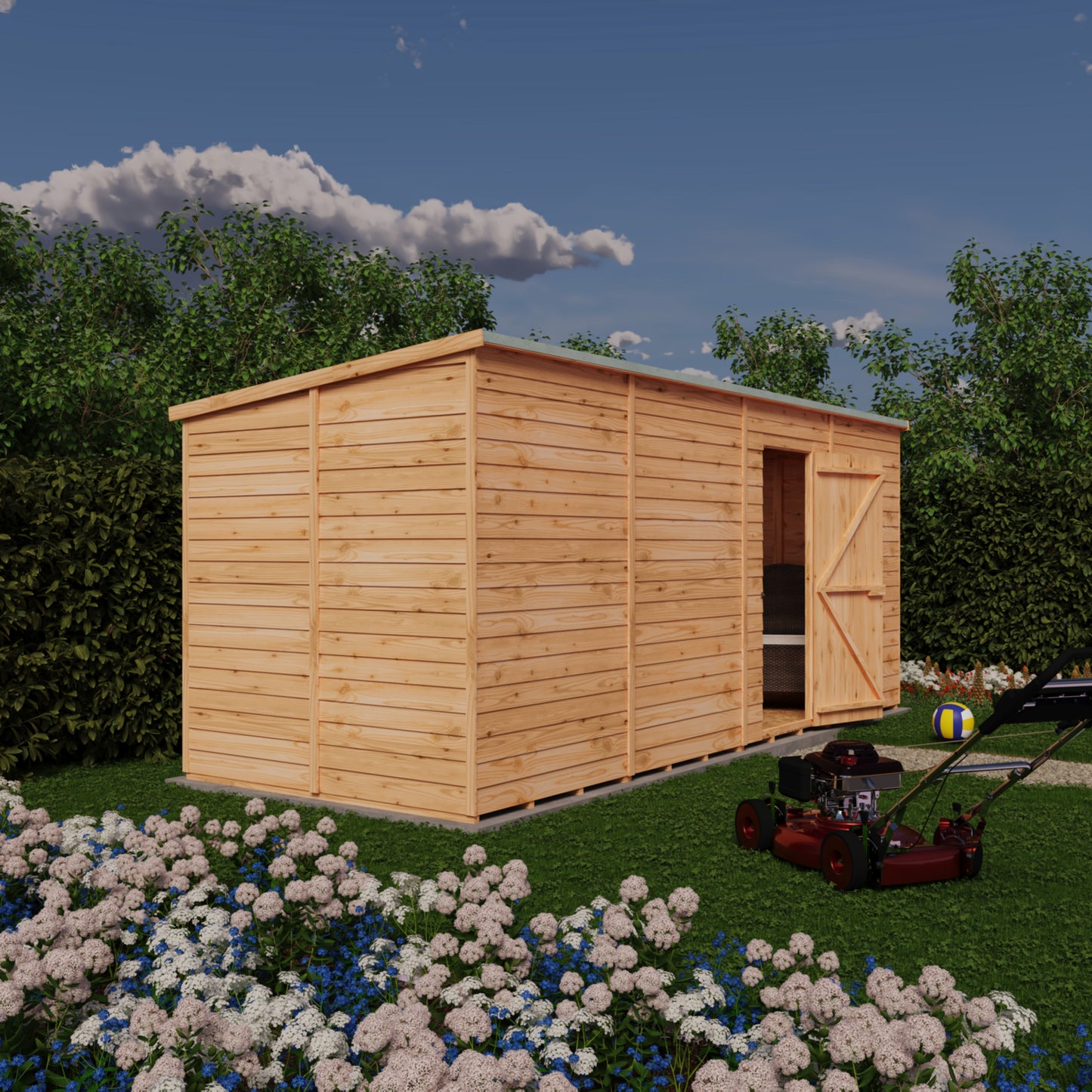 Shire 16x6 Overlap Single Door Pent Shed No Windows OVPN1606DOL-1AA