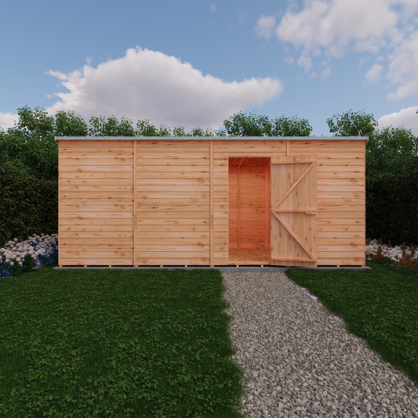 Shire 16x6 Overlap Single Door Pent Shed No Windows OVPN1606DOL-1AA