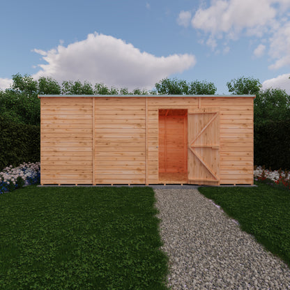 Shire 16x6 Overlap Single Door Pent Shed No Windows OVPN1606DOL-1AA