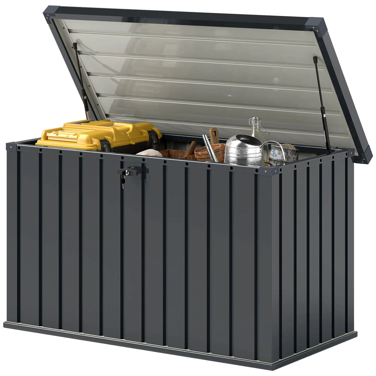 Outsunny 400L Galvanised Steel Garden Storage Box – Lockable Outdoor Storage