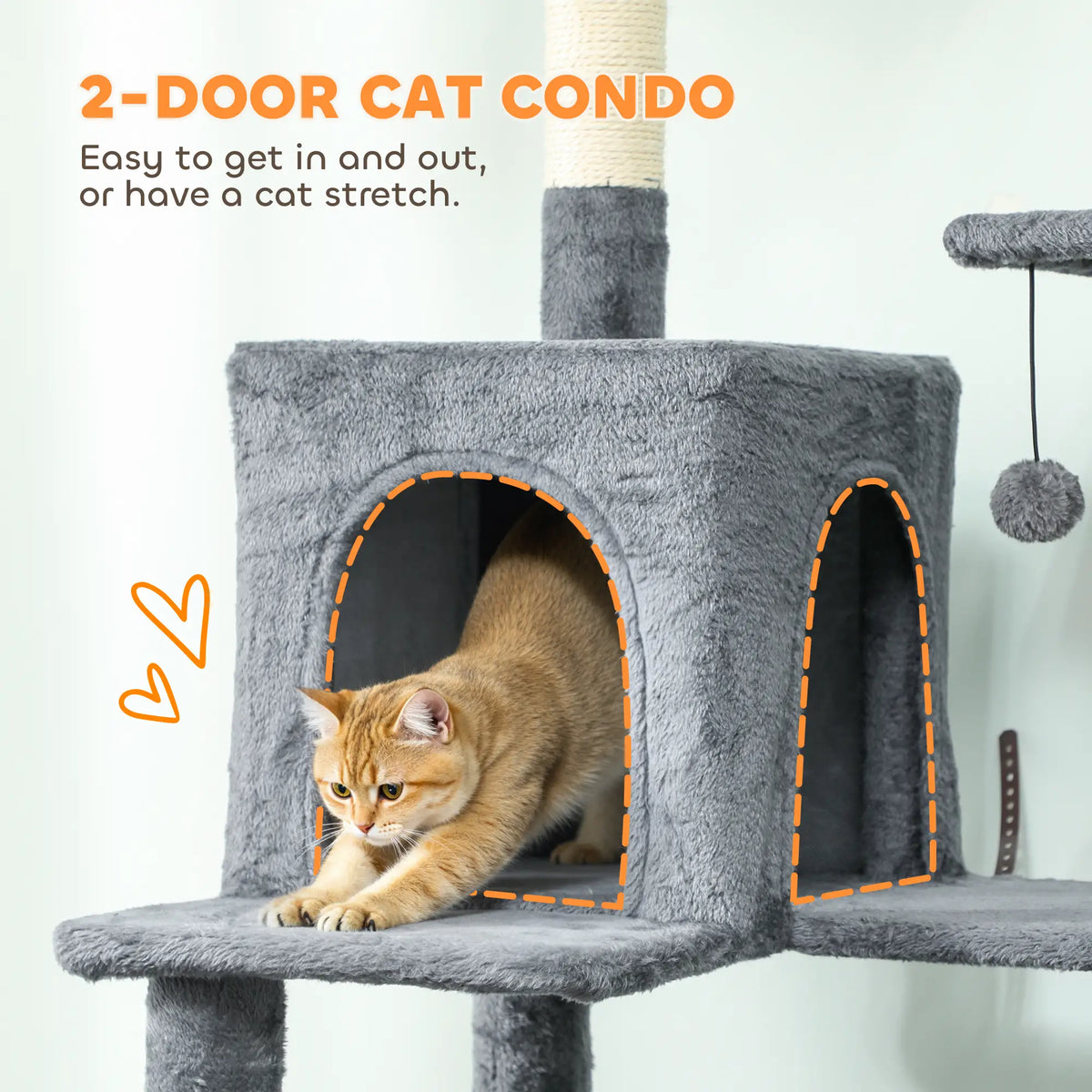 PawHut 202cm Large Cat Tree with Scratching Posts, Hammocks & Condos – Dark Grey
