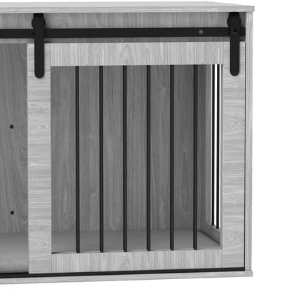 PawHut 46.46" Dog Crate Furniture with Removable Cushion & Security Latch - Grey