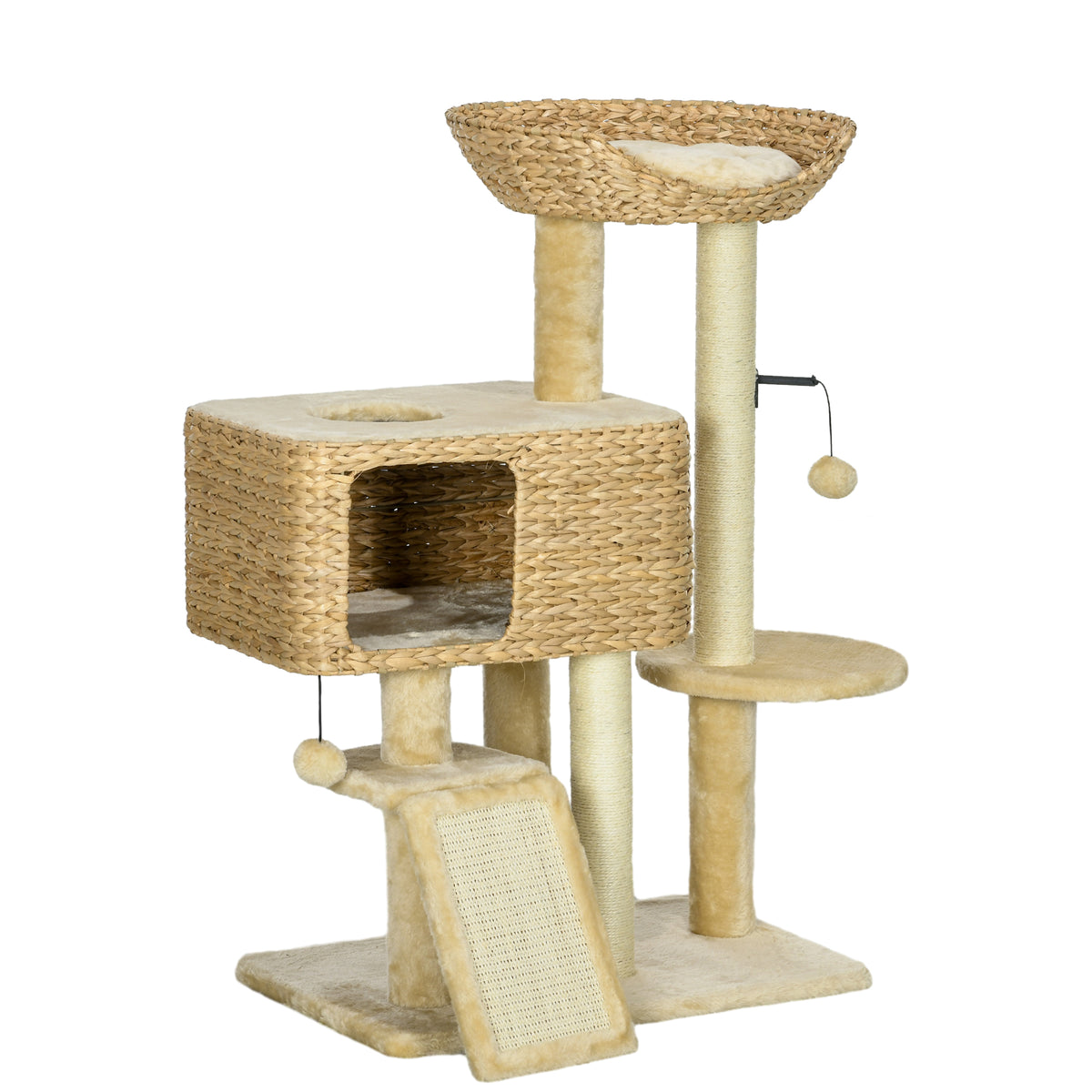 PawHut 95cm Cat Tree Tower for Indoor Cats – Beige