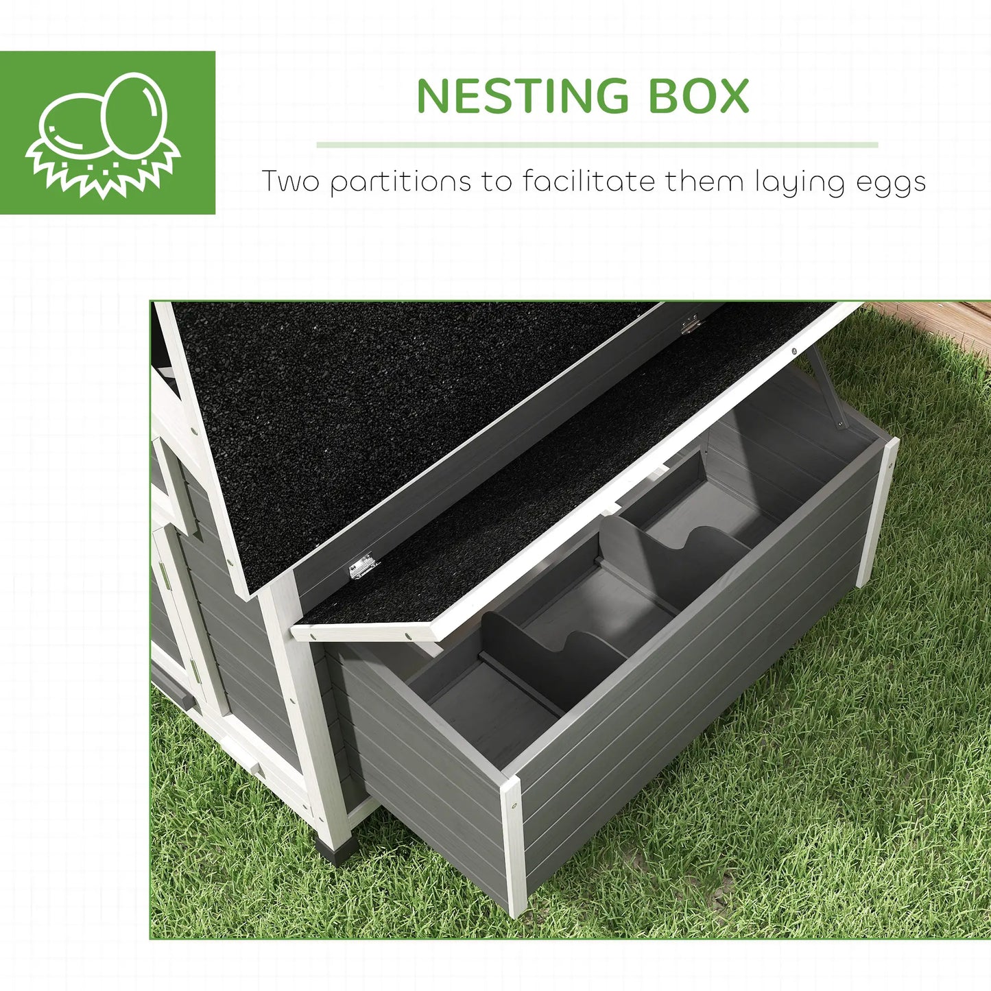 PawHut Chicken Coop with Nesting Boxes, Pull-Out Tray & Openable Roof for 2-4 Chickens