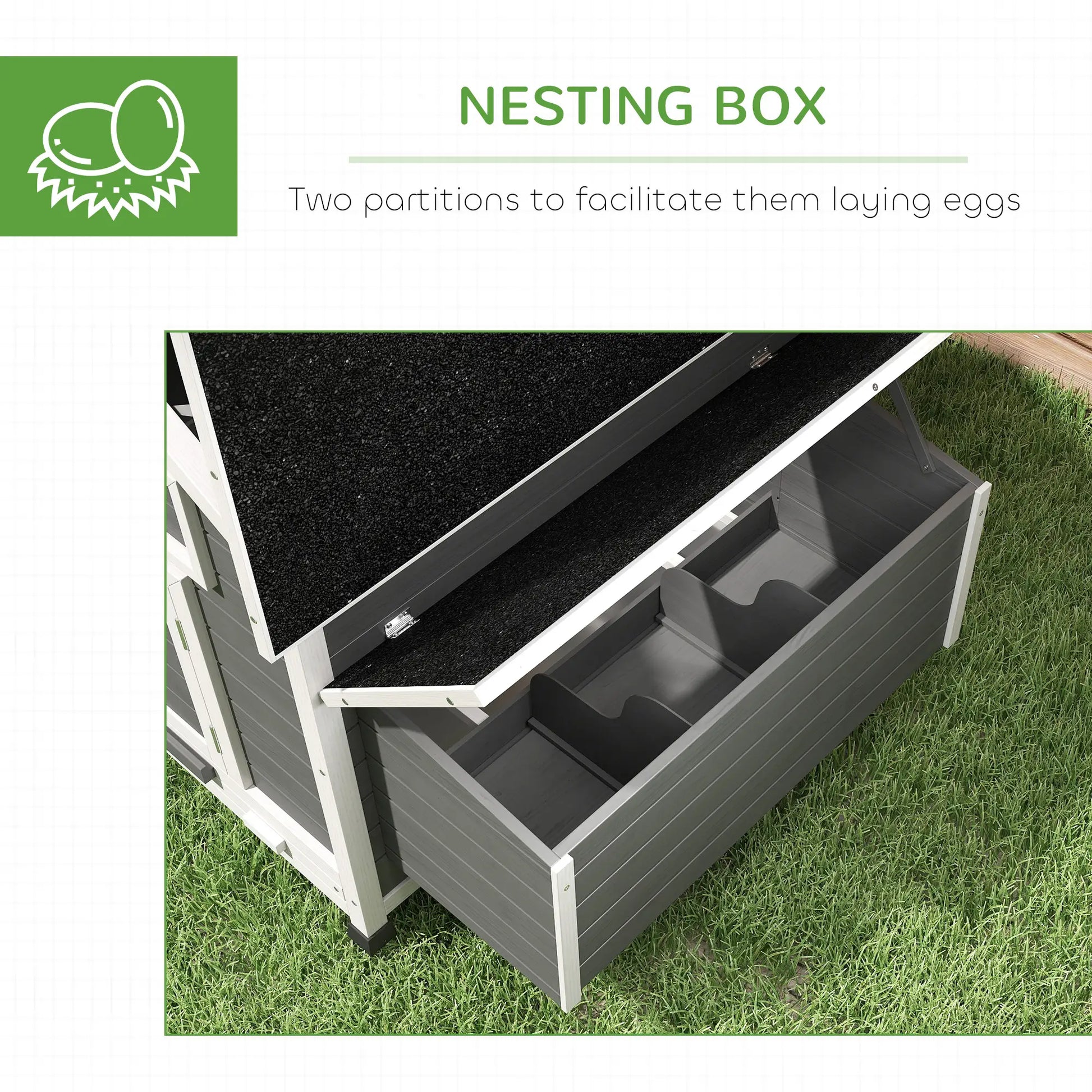 PawHut Chicken Coop with Nesting Boxes, Pull-Out Tray & Openable Roof for 2-4 Chickens