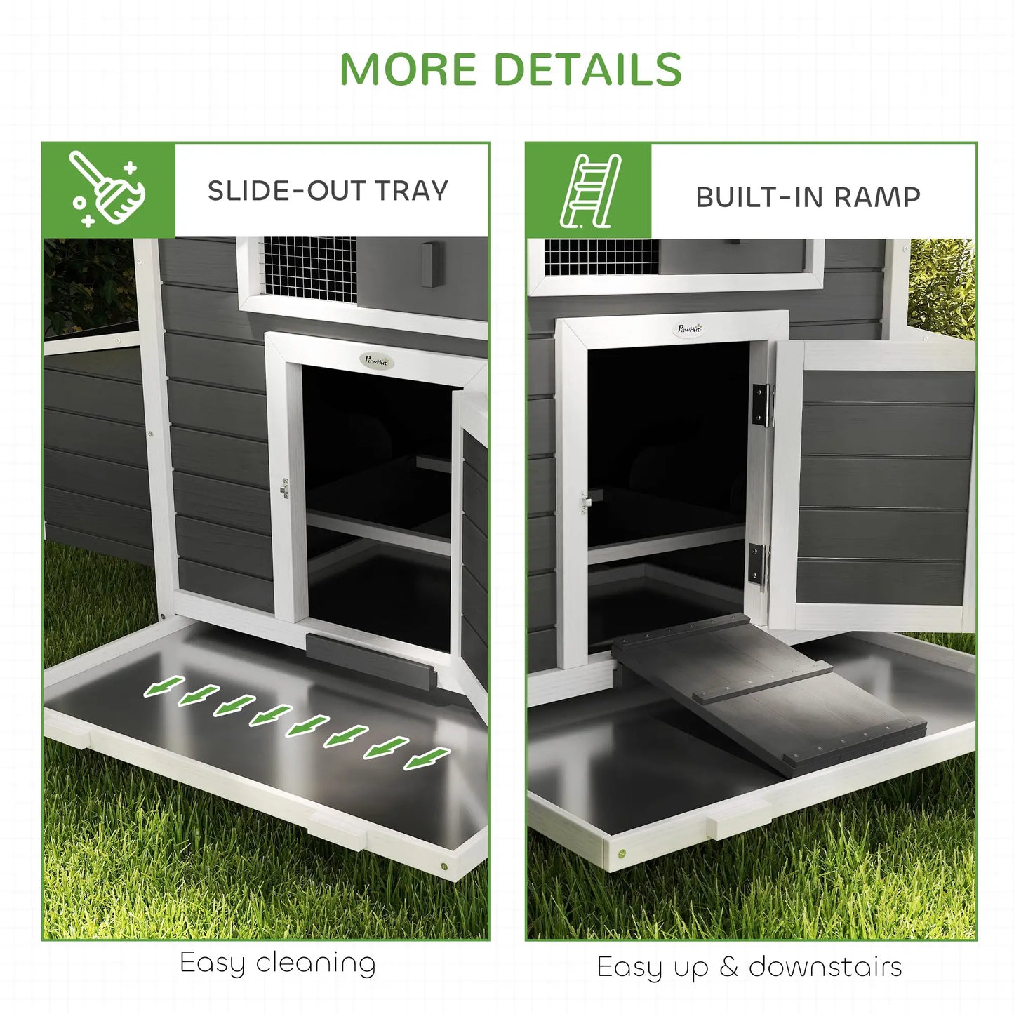 PawHut Chicken Coop with Nesting Boxes, Pull-Out Tray & Openable Roof for 2-4 Chickens