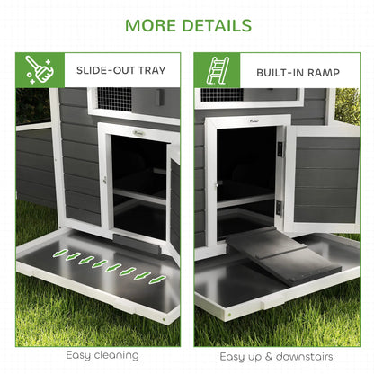 PawHut Chicken Coop with Nesting Boxes, Pull-Out Tray & Openable Roof for 2-4 Chickens
