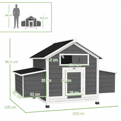 PawHut Chicken Coop with Nesting Boxes, Pull-Out Tray & Openable Roof for 2-4 Chickens
