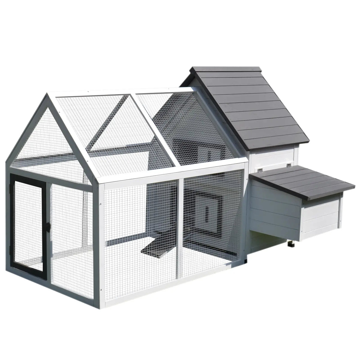 PawHut Chicken Coop with Run – Wooden Hen House, Nesting Box & Outdoor Pen