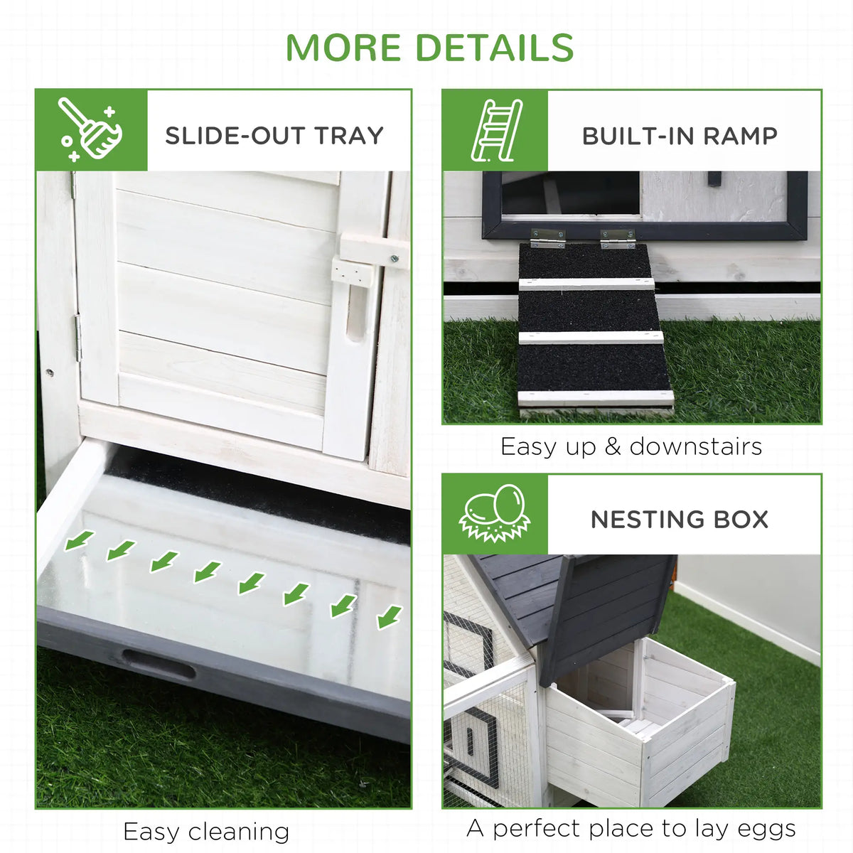 PawHut Chicken Coop with Run – Wooden Hen House, Nesting Box & Outdoor Pen
