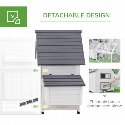 PawHut Chicken Coop with Run – Wooden Hen House, Nesting Box & Outdoor Pen