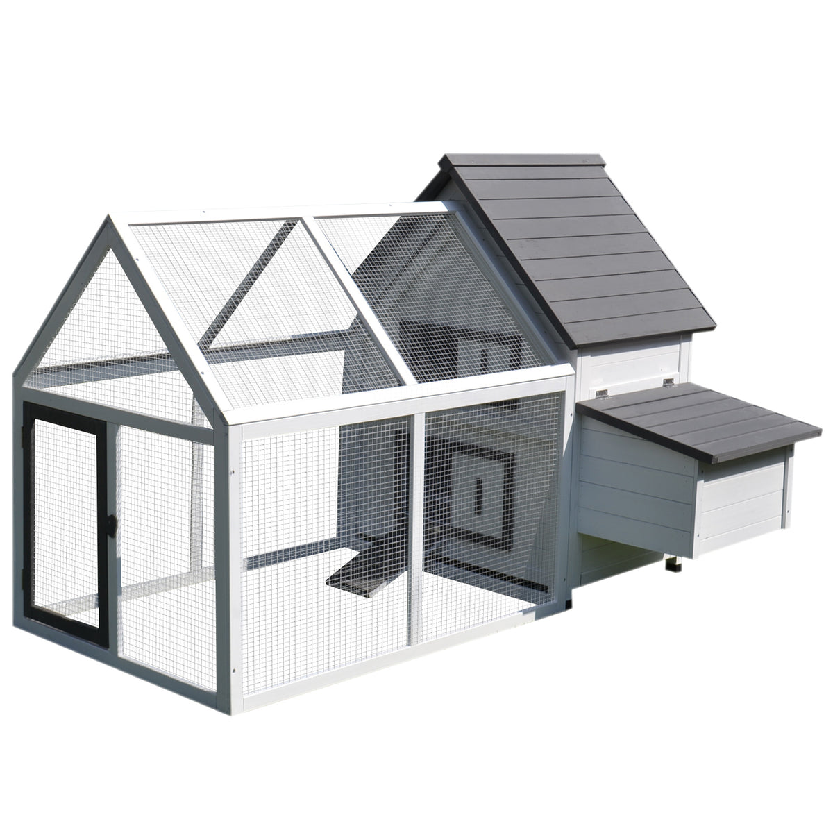 PawHut Chicken Coop with Run – Wooden Hen House, Nesting Box & Outdoor Pen
