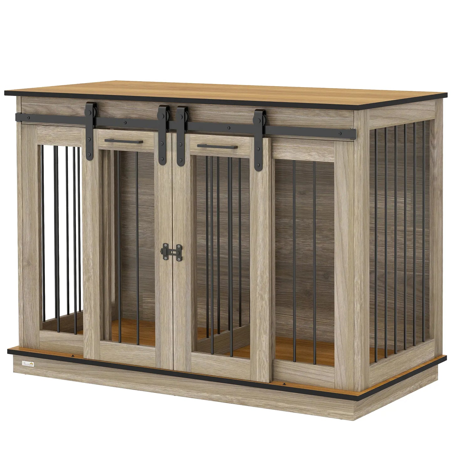 PawHut Dog Crate Furniture for Large Dogs with Sliding Doors – Oak Tone