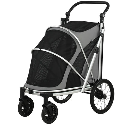 PawHut Dog Stroller with Shock Absorption - Grey