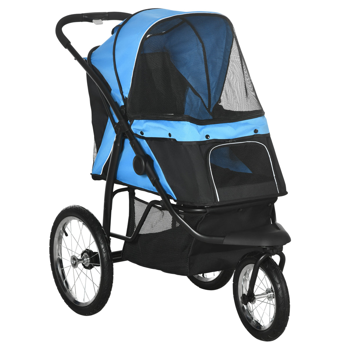 PawHut Foldable Pet Stroller with 3 Wheels - Blue