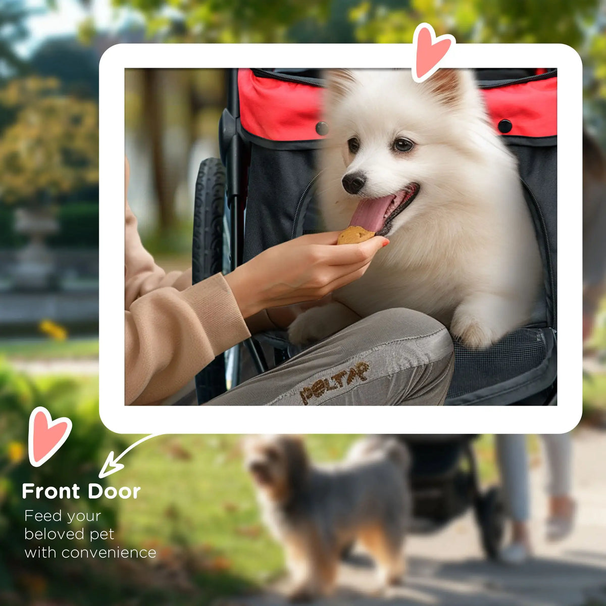 PawHut Foldable Pet Stroller with 3 Wheels - Red