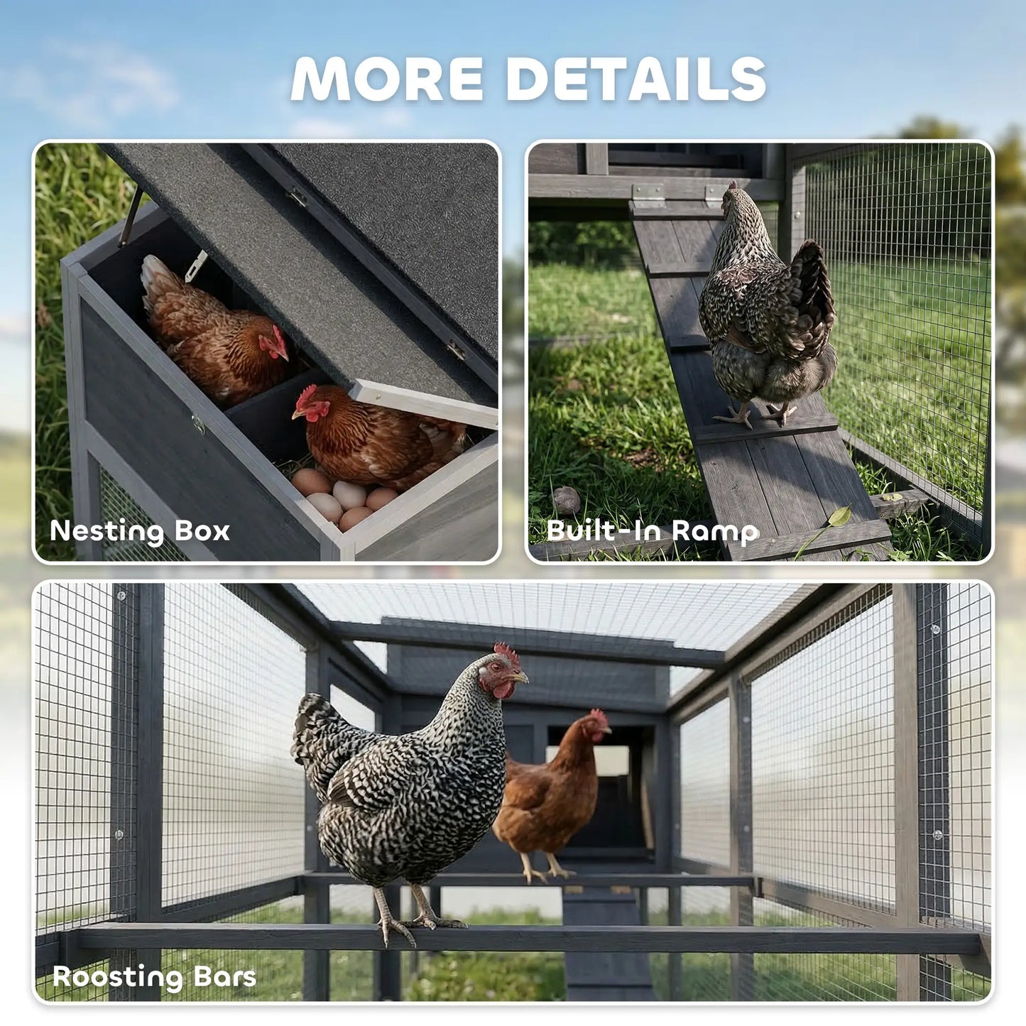 PawHut Large Chicken Coop with Run, Nesting Box & Pull-Out Tray