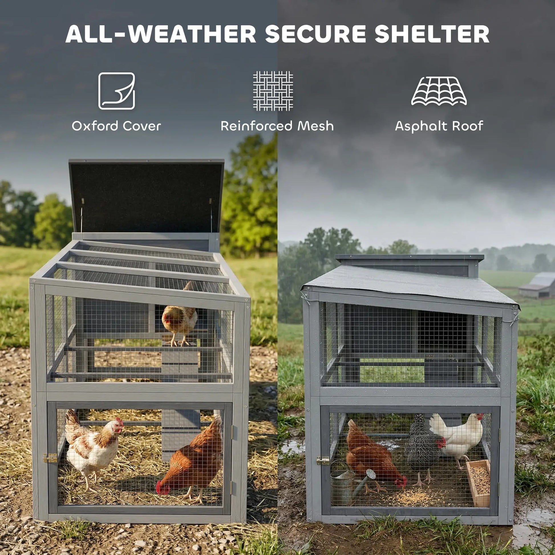 PawHut Large Chicken Coop with Run, Nesting Box & Pull-Out Tray