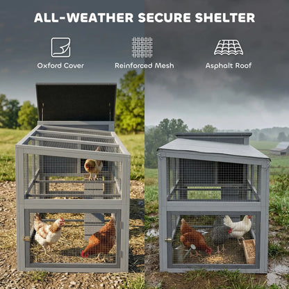 PawHut Large Chicken Coop with Run, Nesting Box & Pull-Out Tray