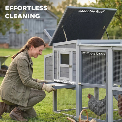 PawHut Large Chicken Coop with Run, Nesting Box & Pull-Out Tray