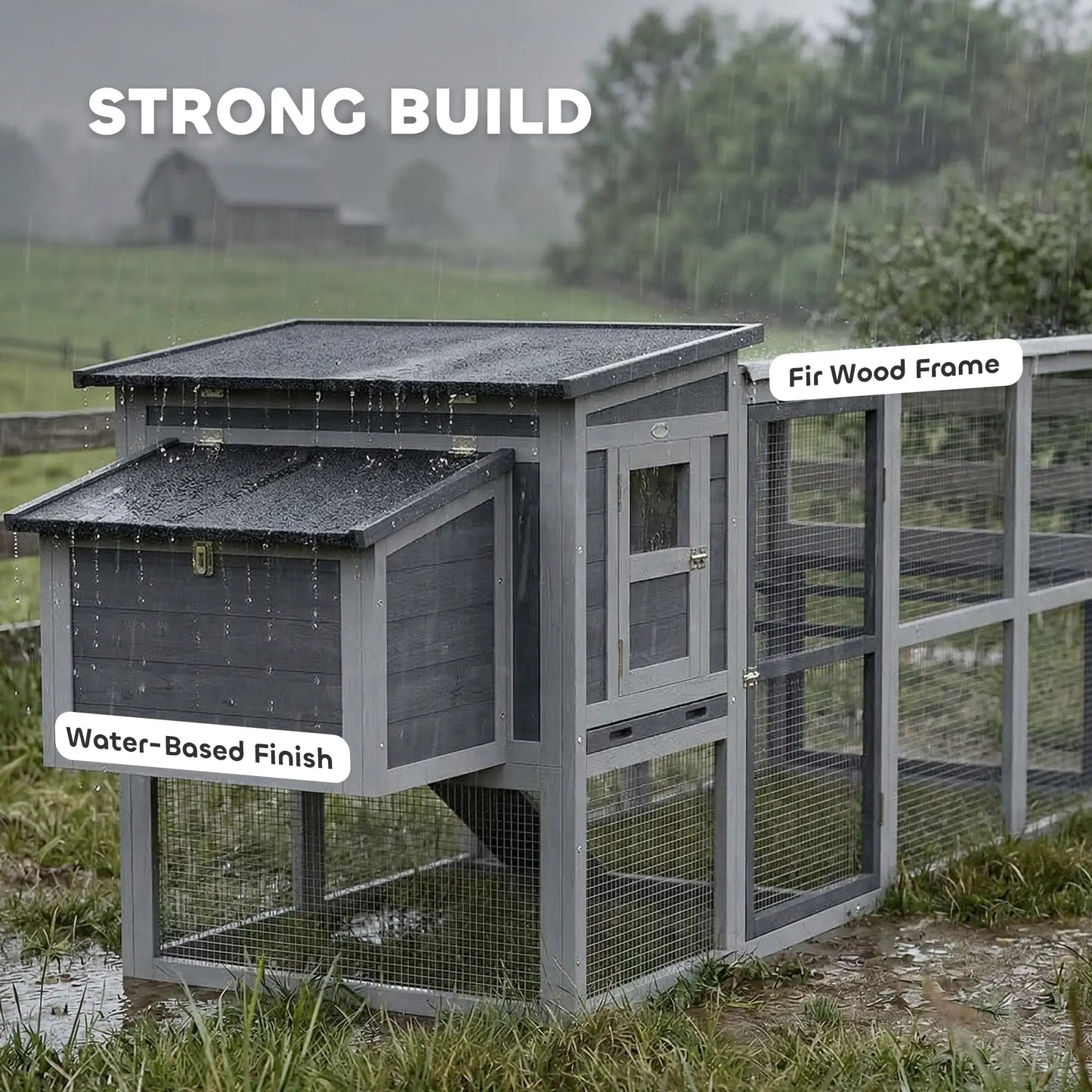 PawHut Large Chicken Coop with Run, Nesting Box & Pull-Out Tray
