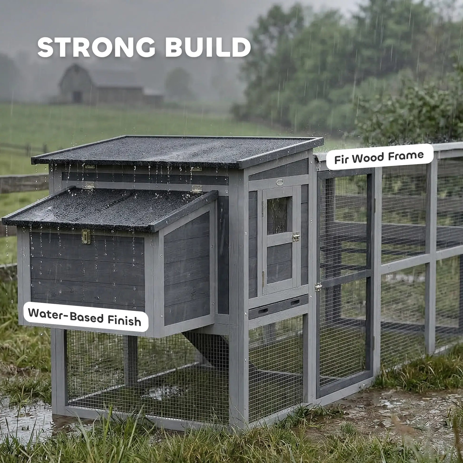PawHut Large Chicken Coop with Run, Nesting Box & Pull-Out Tray