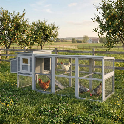 PawHut Large Chicken Coop with Run, Nesting Box & Pull-Out Tray