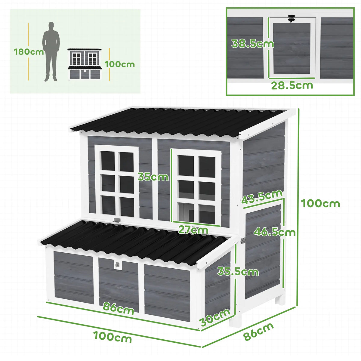 PawHut Large Wooden Chicken Coop – Outdoor Hen House with Nesting Box & Ramp