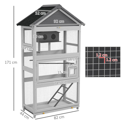 PawHut Wooden Bird Cage with Stand – Grey