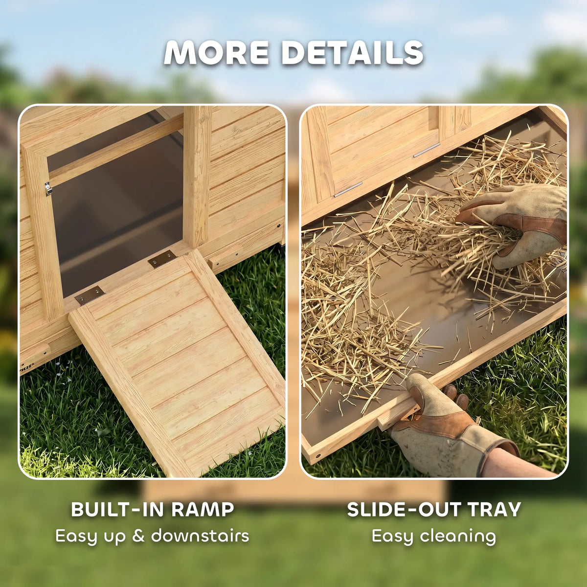 PawHut Wooden Chicken Coop – Outdoor Hen House with Nesting Boxes & Pull-Out Tray