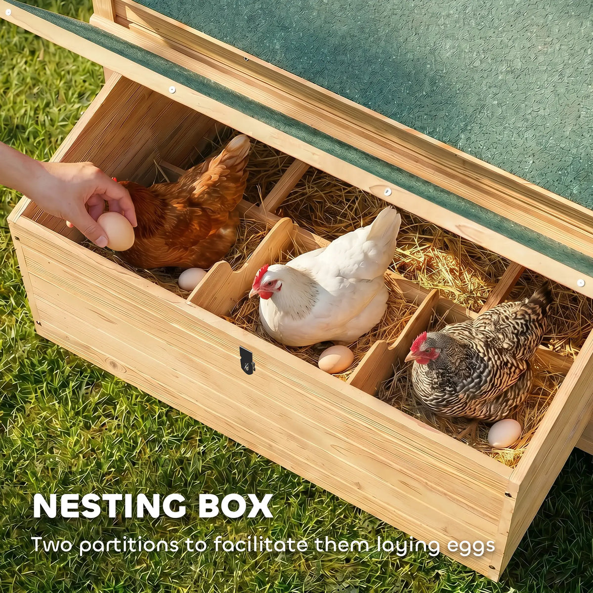 PawHut Wooden Chicken Coop – Outdoor Hen House with Nesting Boxes & Pull-Out Tray