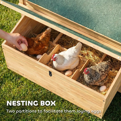 PawHut Wooden Chicken Coop – Outdoor Hen House with Nesting Boxes & Pull-Out Tray