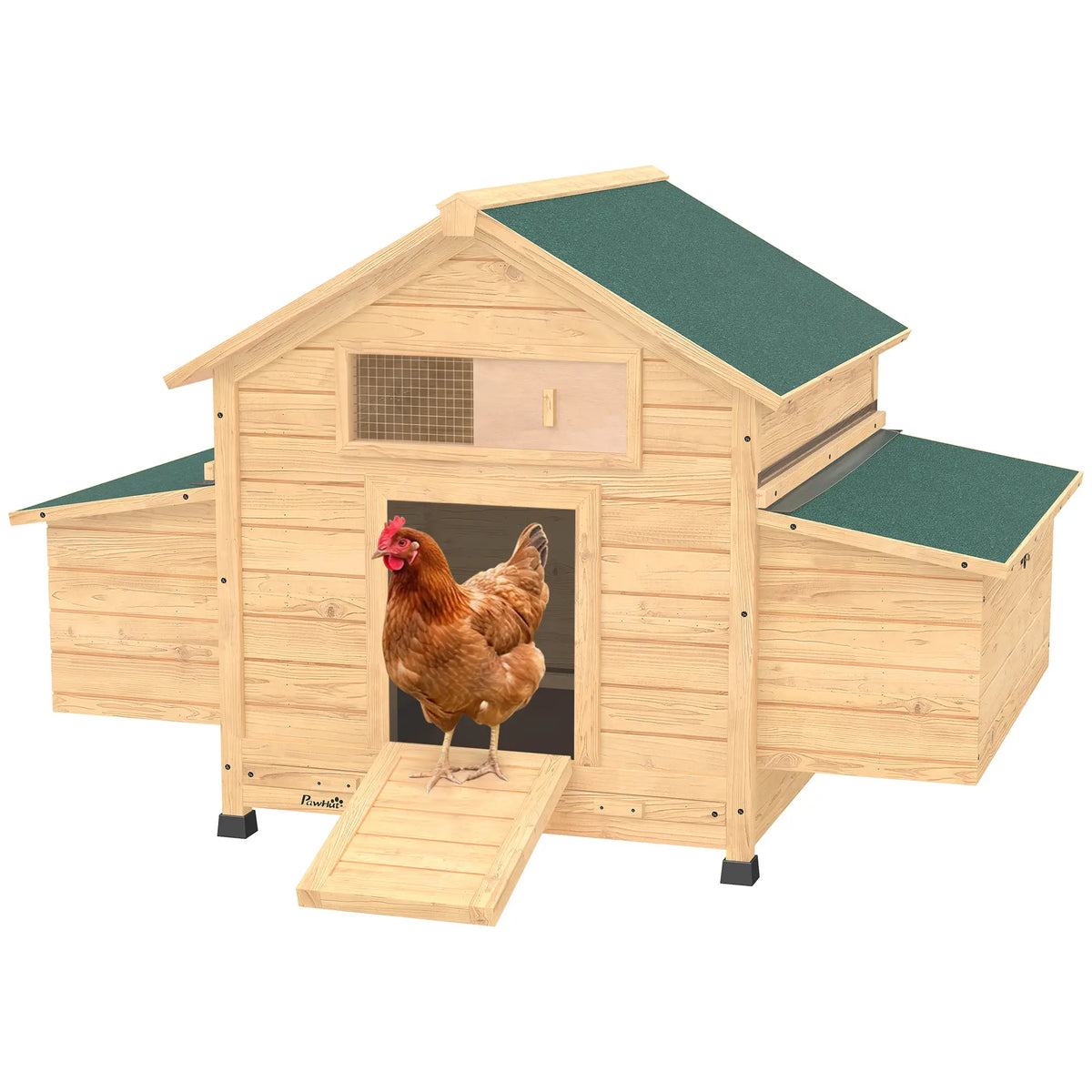 PawHut Wooden Chicken Coop – Outdoor Hen House with Nesting Boxes & Pull-Out Tray