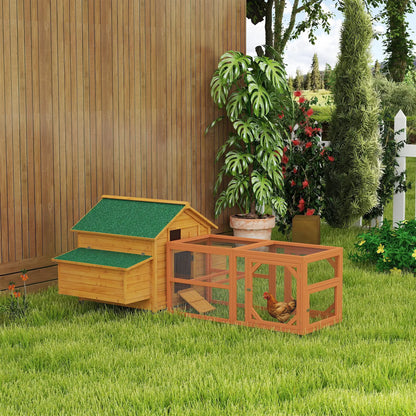 PawHut Wooden Chicken Coop and Run for 4-8 Chickens with Nesting Boxes & Tray