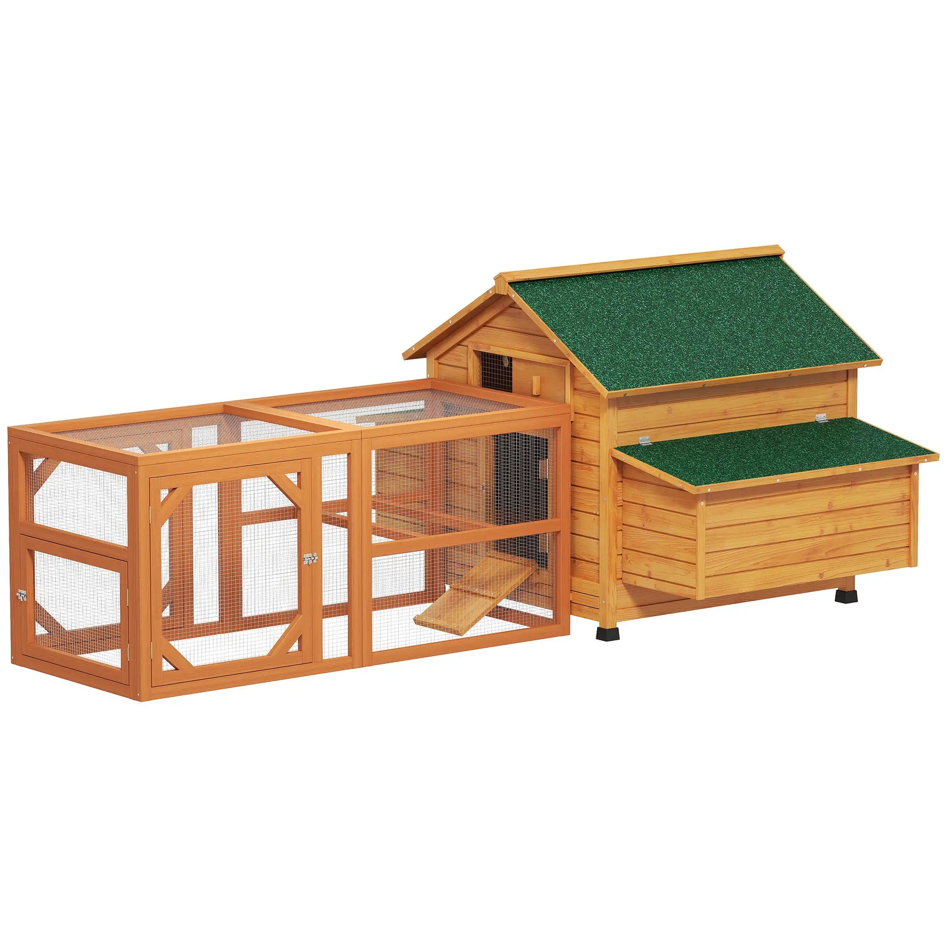 PawHut Wooden Chicken Coop and Run for 4-8 Chickens with Nesting Boxes & Tray