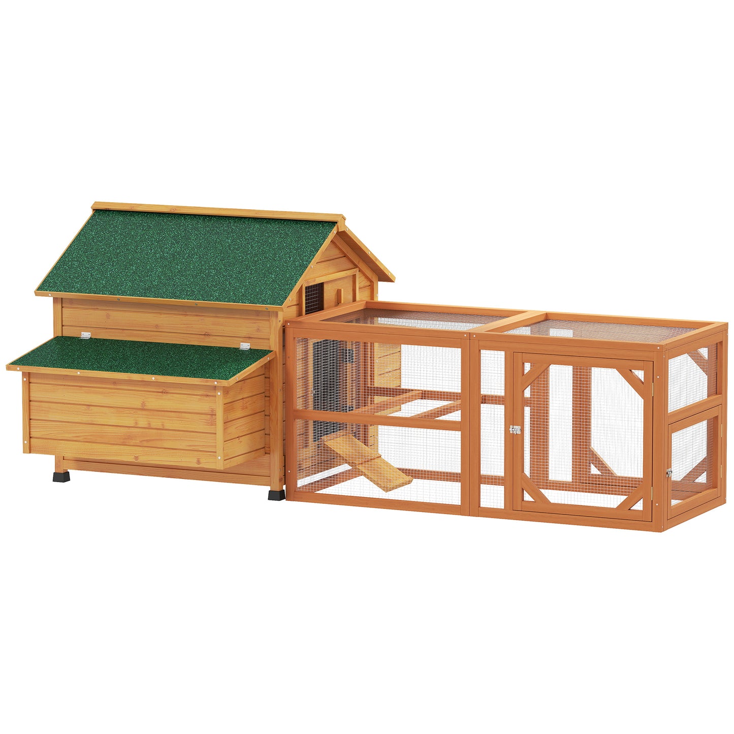 PawHut Wooden Chicken Coop and Run for 4-8 Chickens with Nesting Boxes & Tray