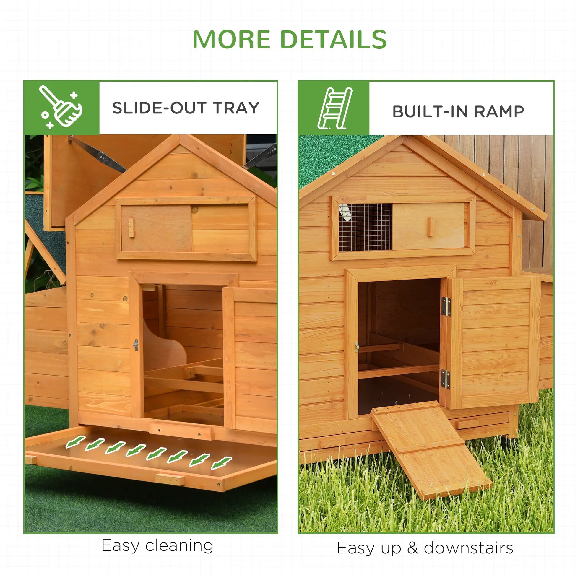 PawHut Wooden Chicken Coop with Nesting Boxes & Removable Tray for 2-4 Chickens
