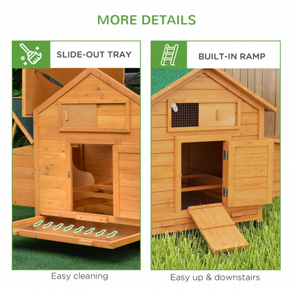 PawHut Wooden Chicken Coop with Nesting Boxes & Removable Tray for 2-4 Chickens
