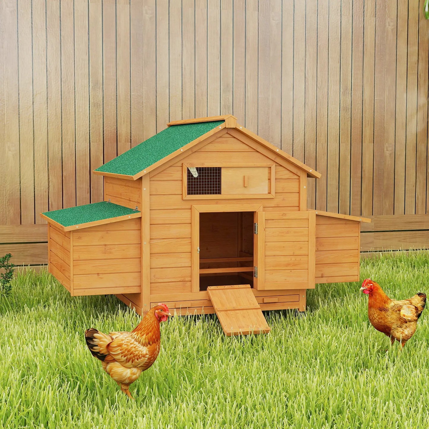 PawHut Wooden Chicken Coop with Nesting Boxes & Removable Tray for 2-4 Chickens
