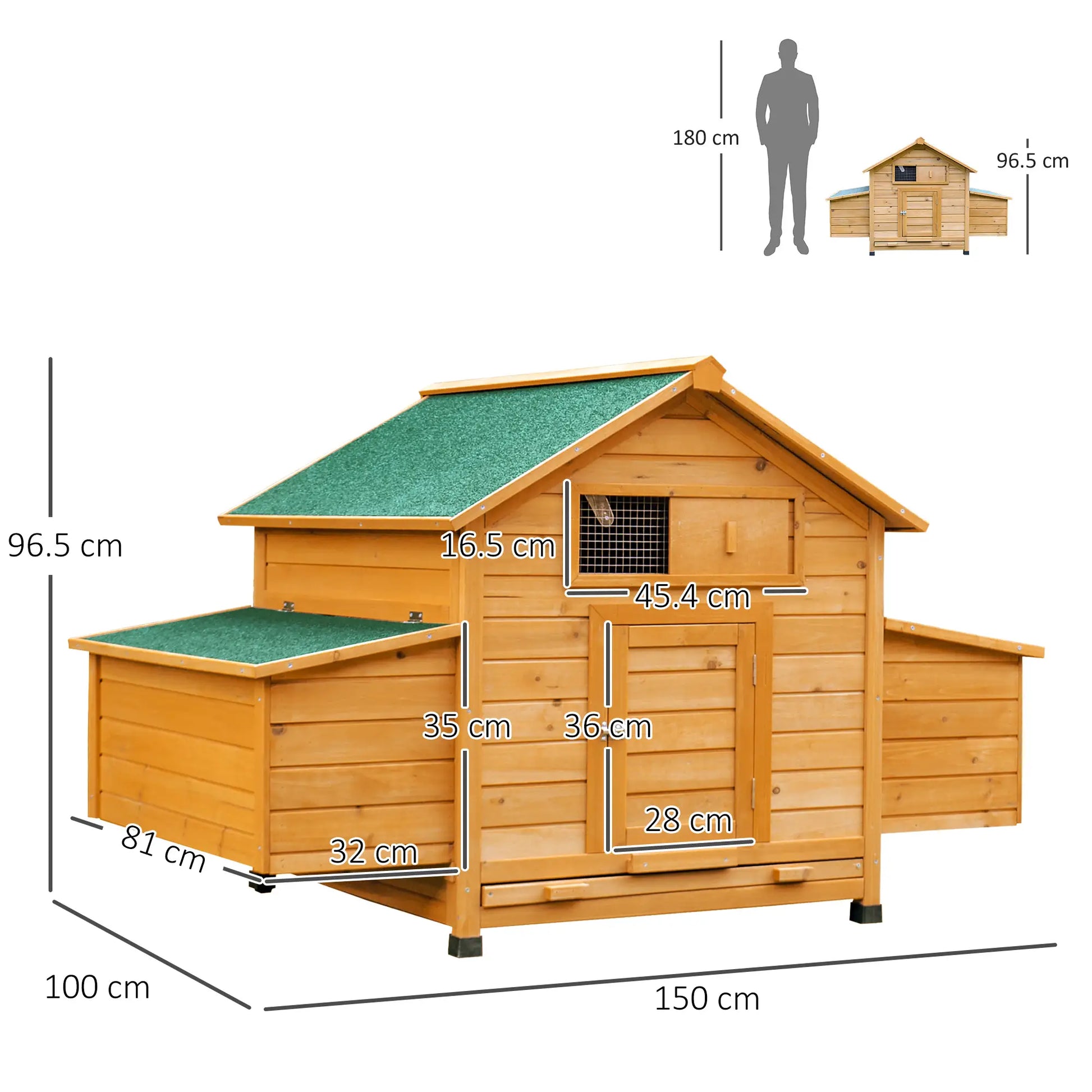 PawHut Wooden Chicken Coop with Nesting Boxes & Removable Tray for 2-4 Chickens