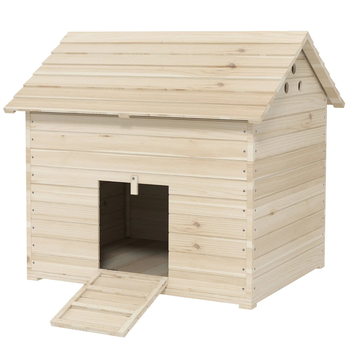 PawHut Wooden Duck House Poultry Coop for 2–4 Ducks with Openable Roof