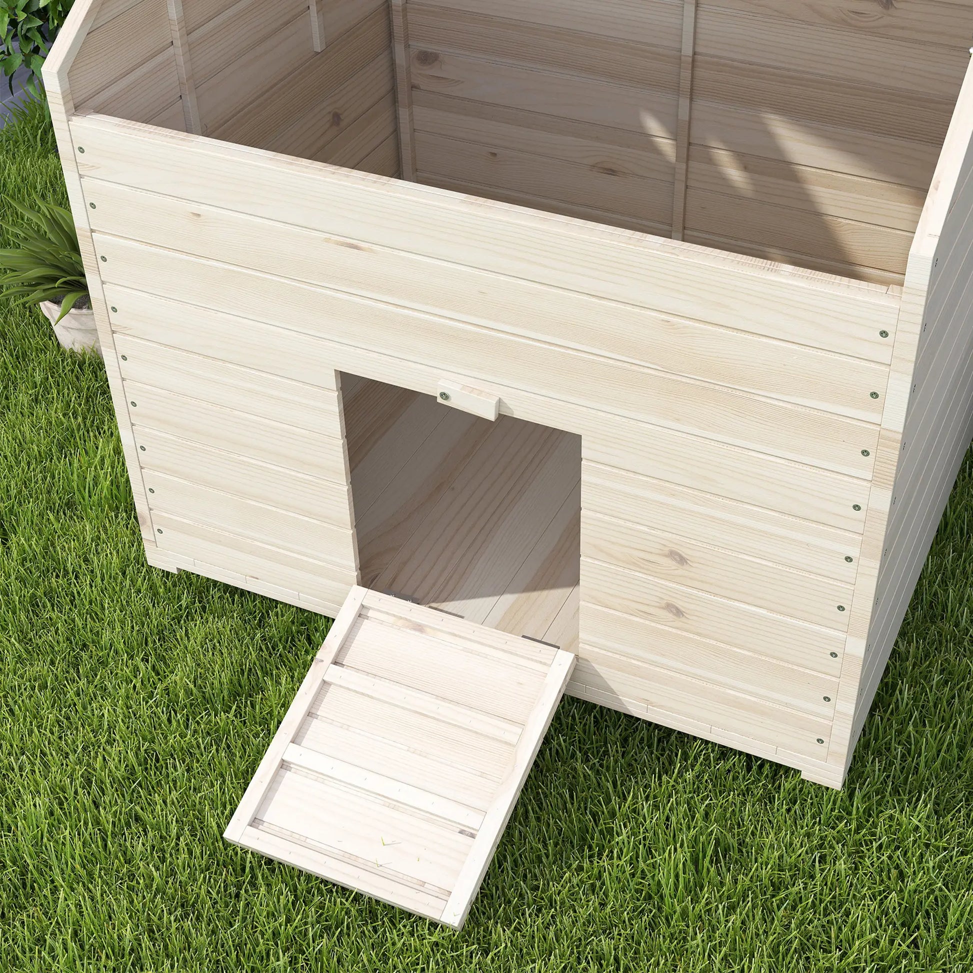 PawHut Wooden Duck House Poultry Coop for 2–4 Ducks with Openable Roof