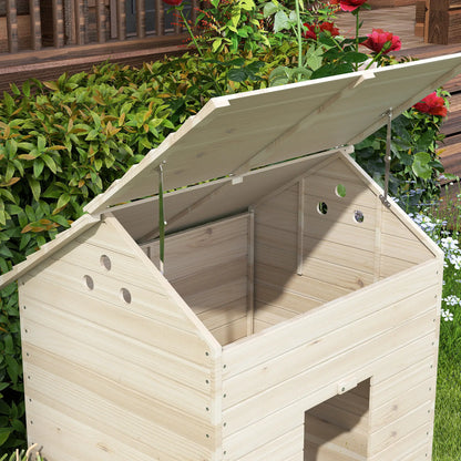 PawHut Wooden Duck House Poultry Coop for 2–4 Ducks with Openable Roof