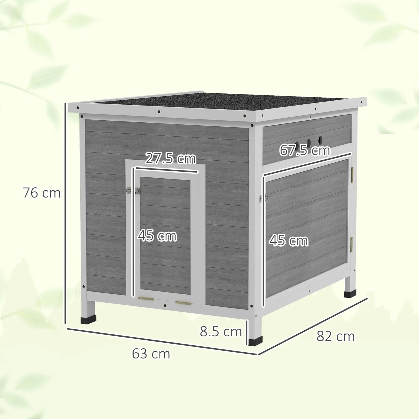 PawHut Wooden Duck House for 2-4 Ducks with Ramp & Openable Roof, Grey and White