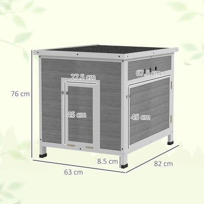 PawHut Wooden Duck House for 2-4 Ducks with Ramp & Openable Roof, Grey and White